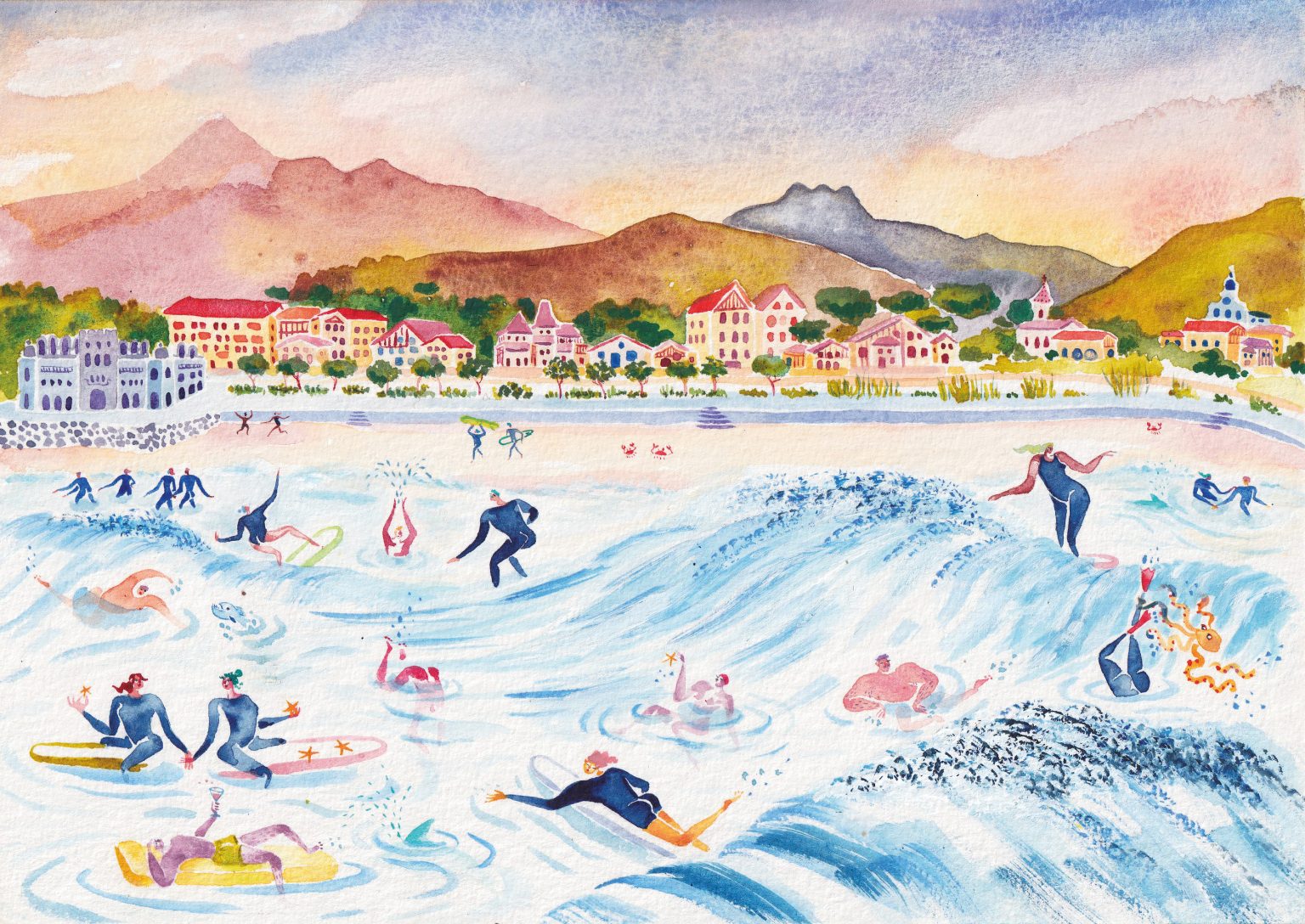 Hendaye – aquarelle de Lola Camus