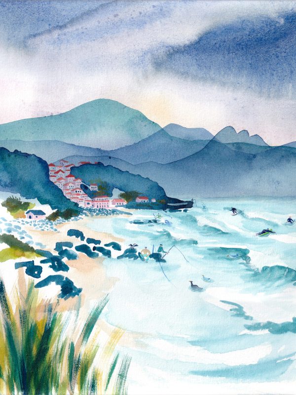 Chilly Guéthary – aquarelle de Lola Camus