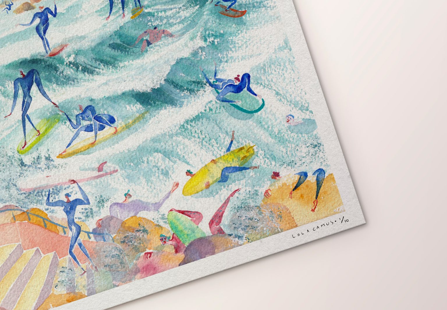 La côte marée haute – aquarelle de Lola Camus, vue 3