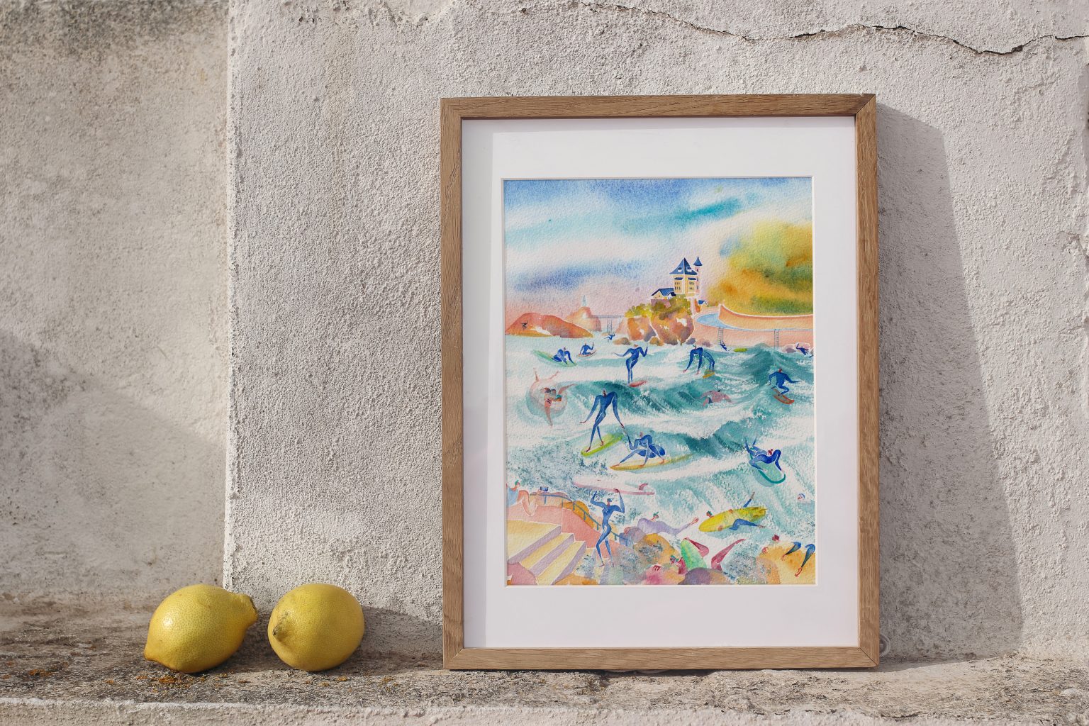 La côte marée haute – aquarelle de Lola Camus, vue 2