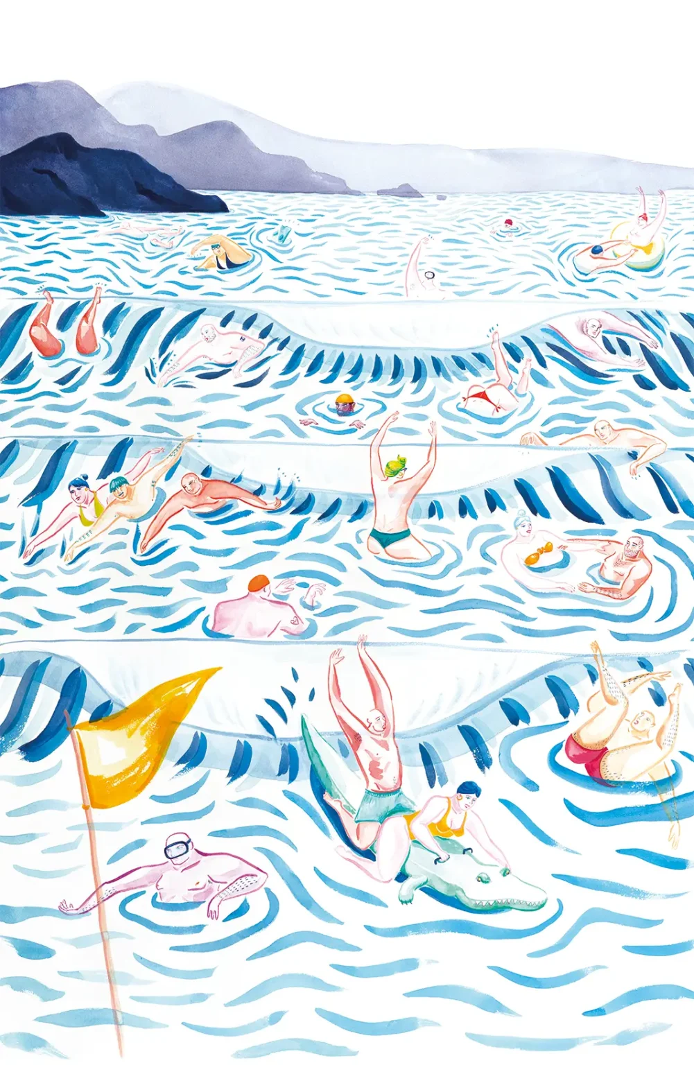 Beach dudes – aquarelle de Lola Camus