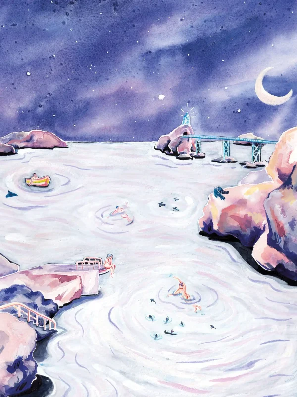 Les ours la nuit – aquarelle de Lola Camus