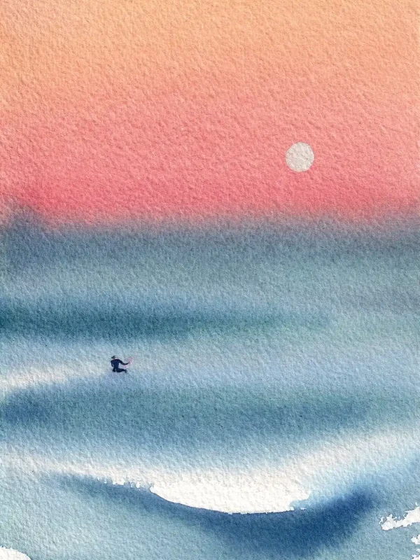 Sunset sess – aquarelle de Lola Camus