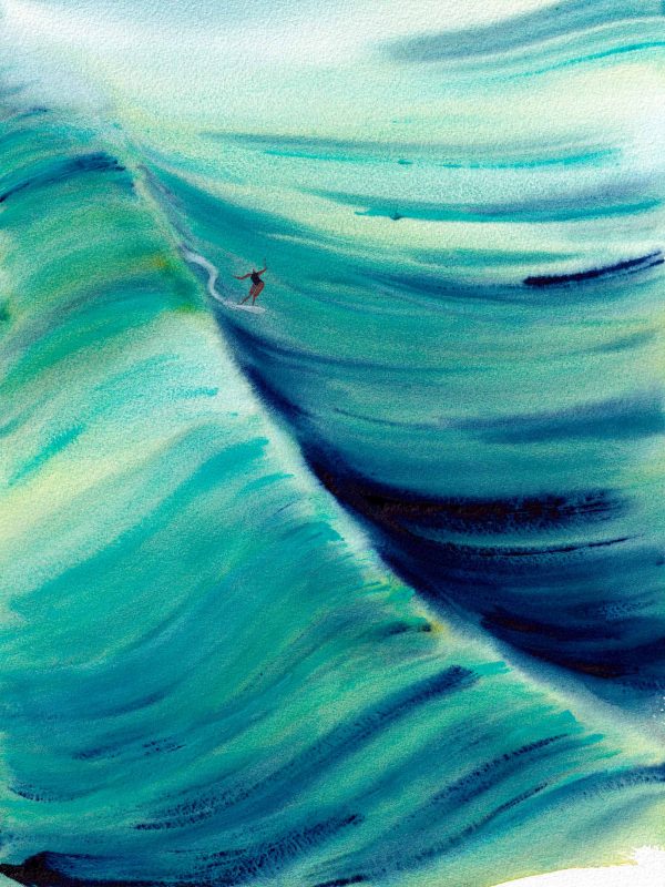 La vague verte – aquarelle de Lola Camus