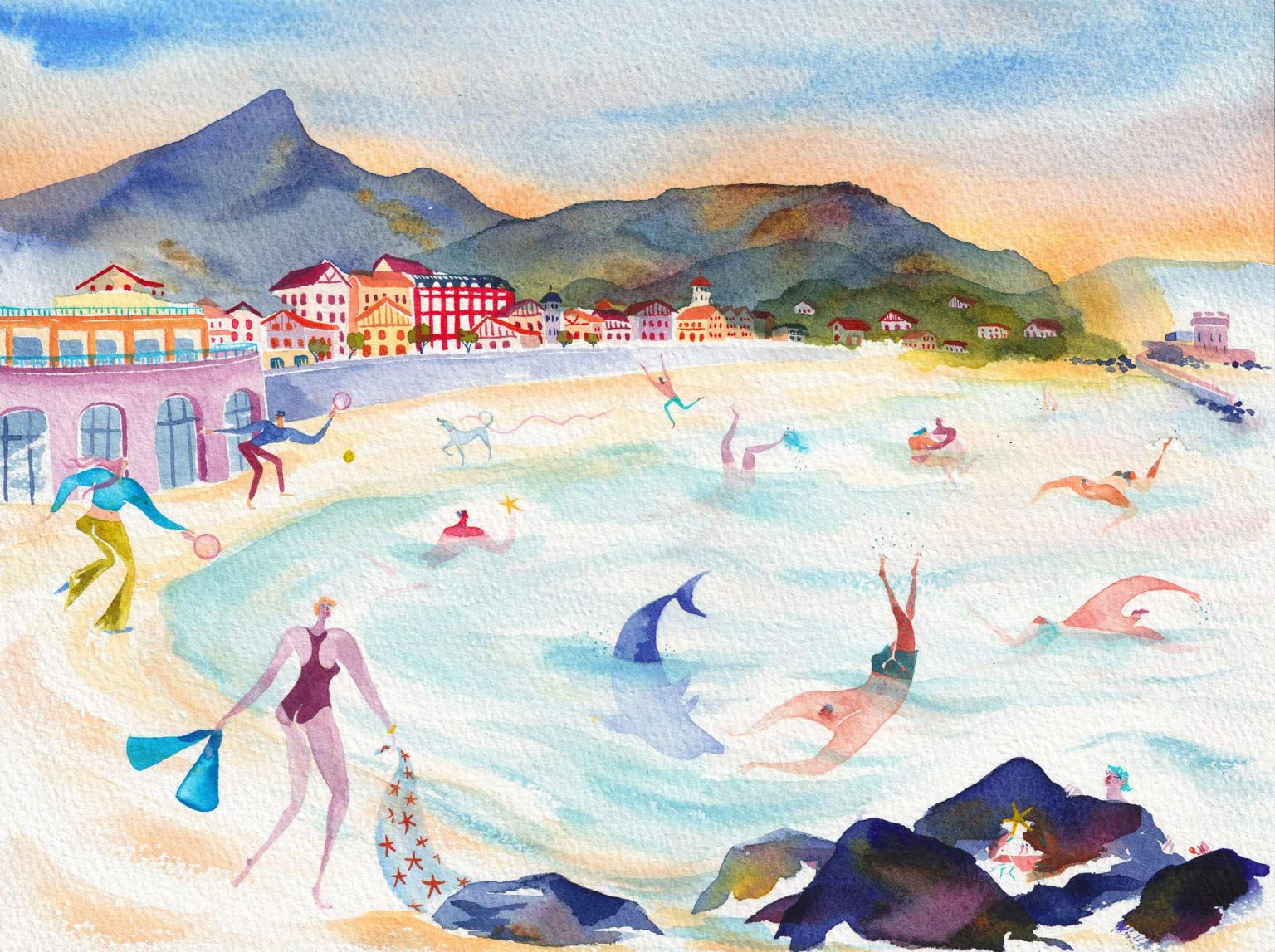 Le bain de Saint-Jean – aquarelle de Lola Camus
