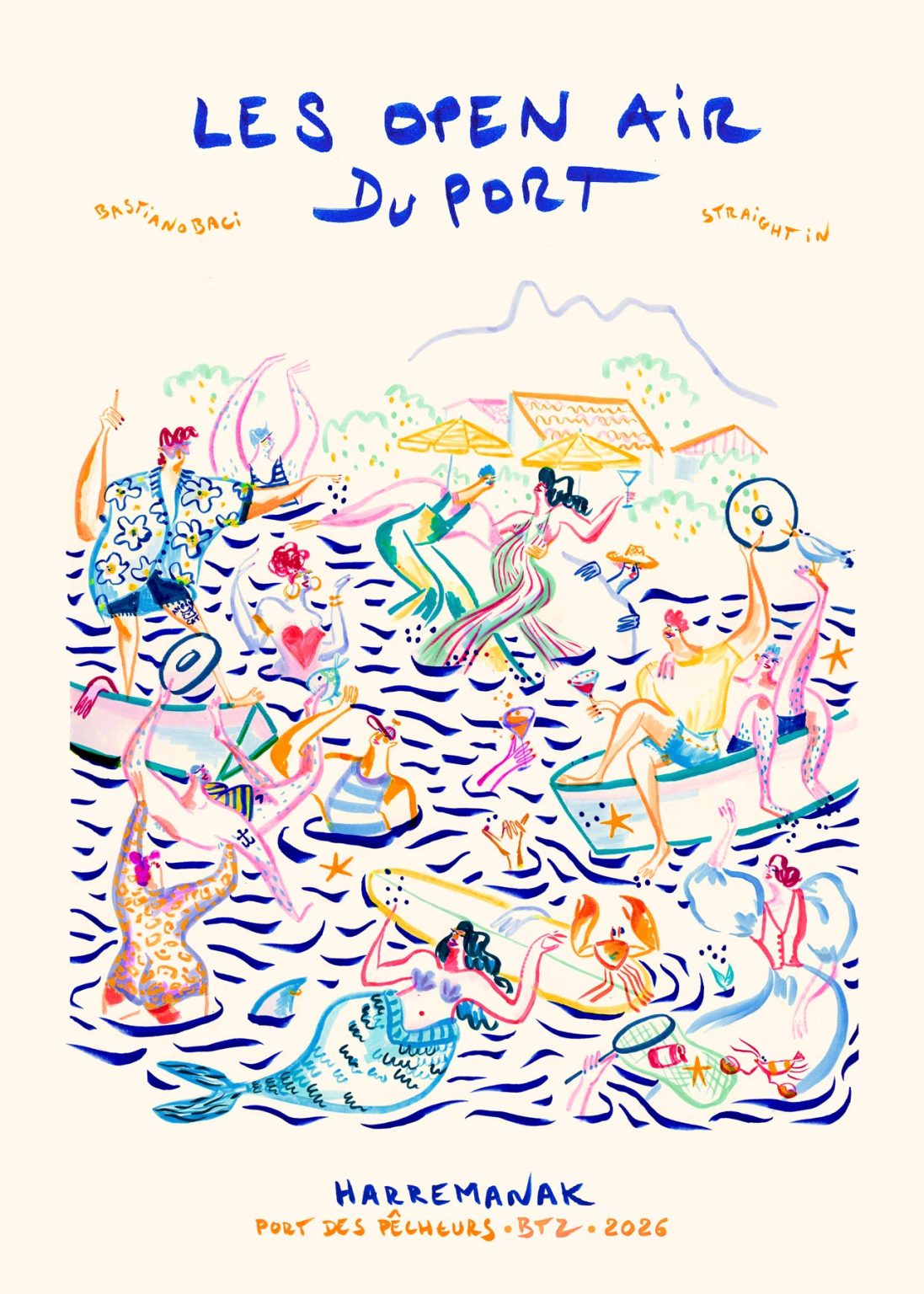 Les open air du port Straight In – aquarelle de Lola Camus